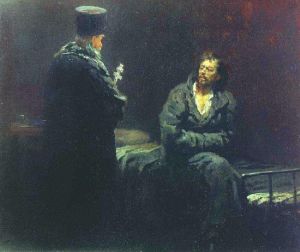refusing confession by Repin